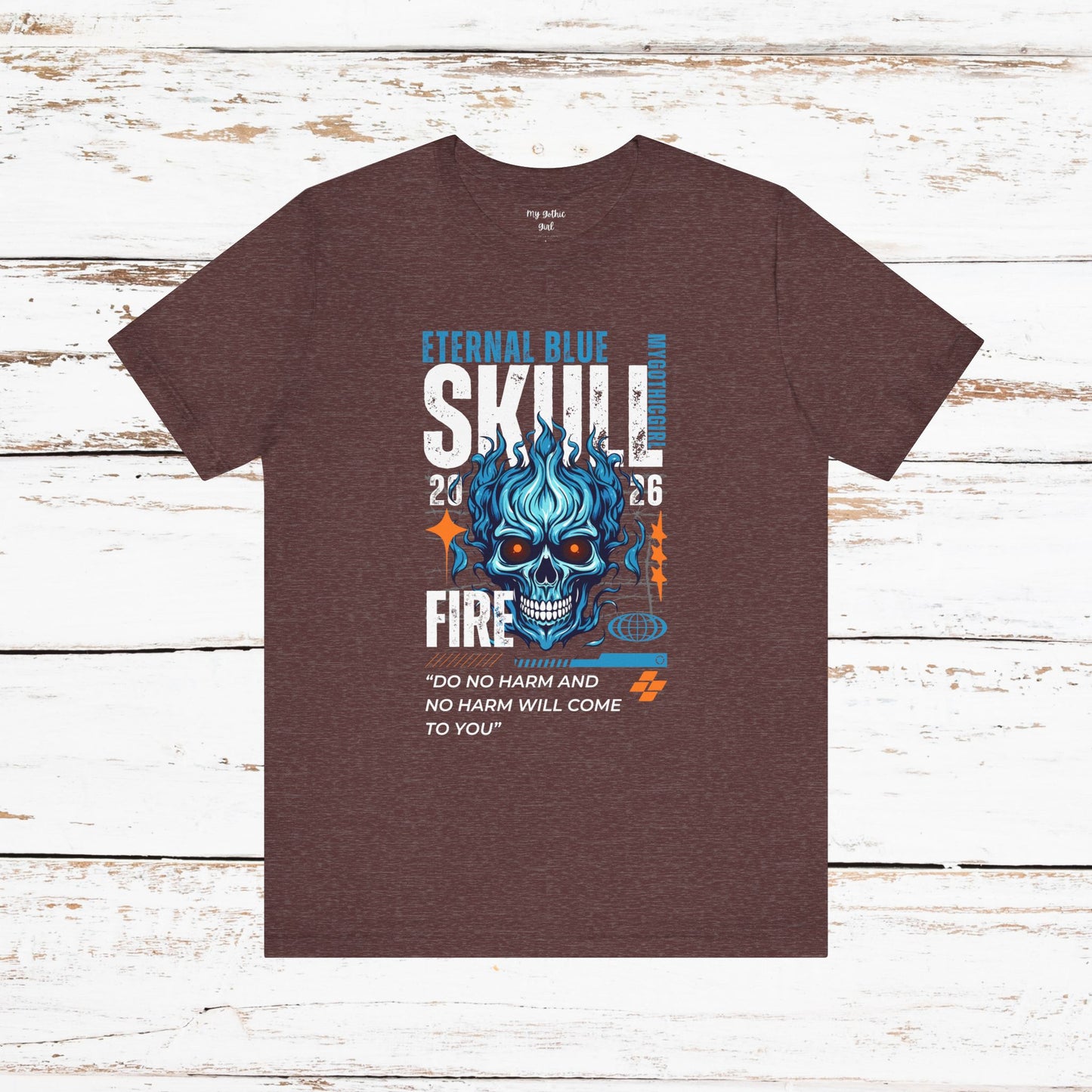 Eternal Blue Skull Flame Gothic Tee