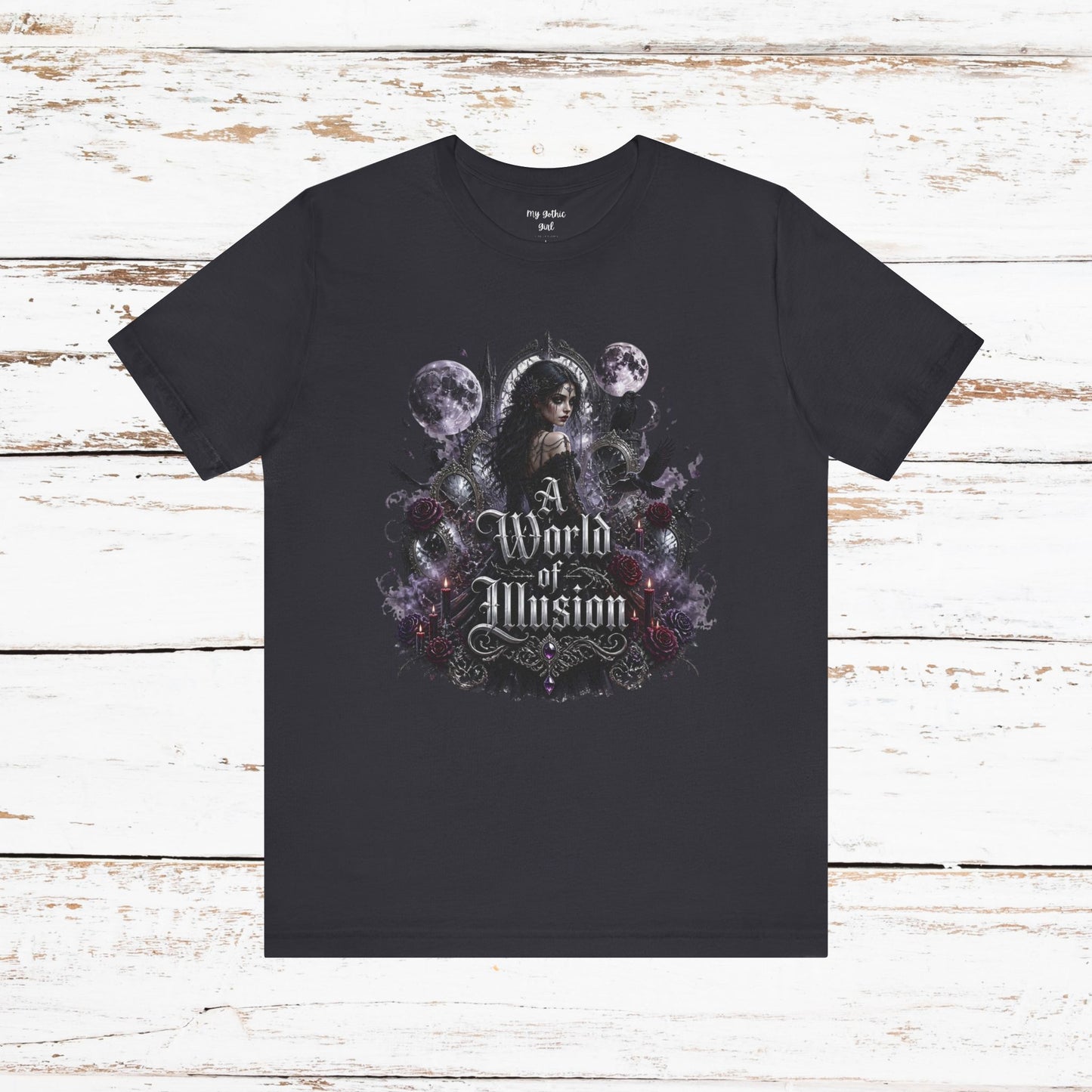 Gothic Moonlight Tee — "A World of Illusion" Graphic T-Shirt