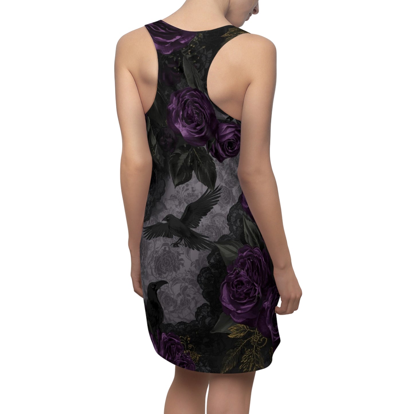 Gothic Raven & Purple Rose Racerback Dress