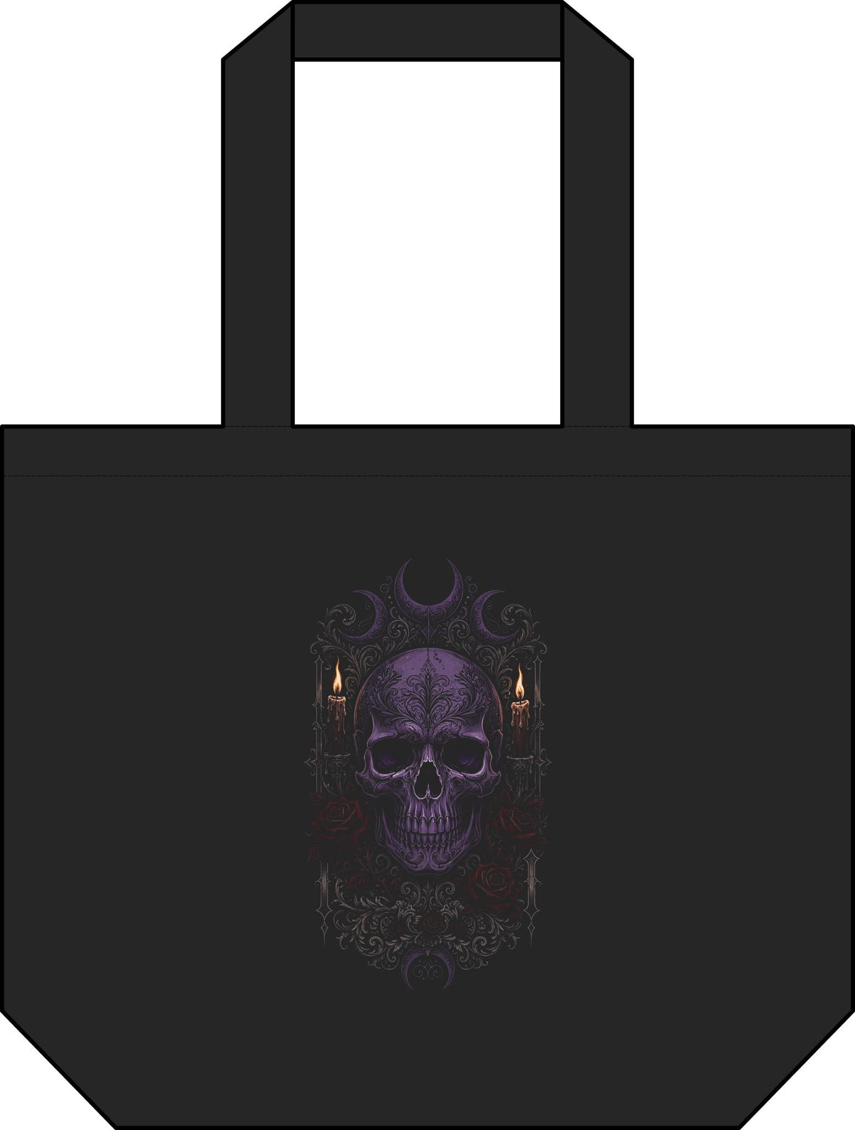 Candle & Roses Skull Tote — 'My Gothic Girl' Canvas Tote Bag