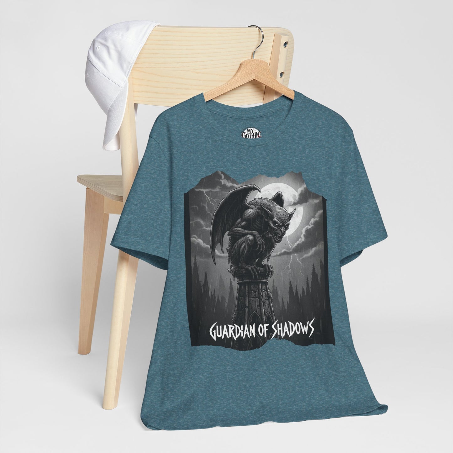 "Guardian of Shadows"  Gothic Graphic T-Shirt – Alt Aesthetic Poetic Goth Streetwear