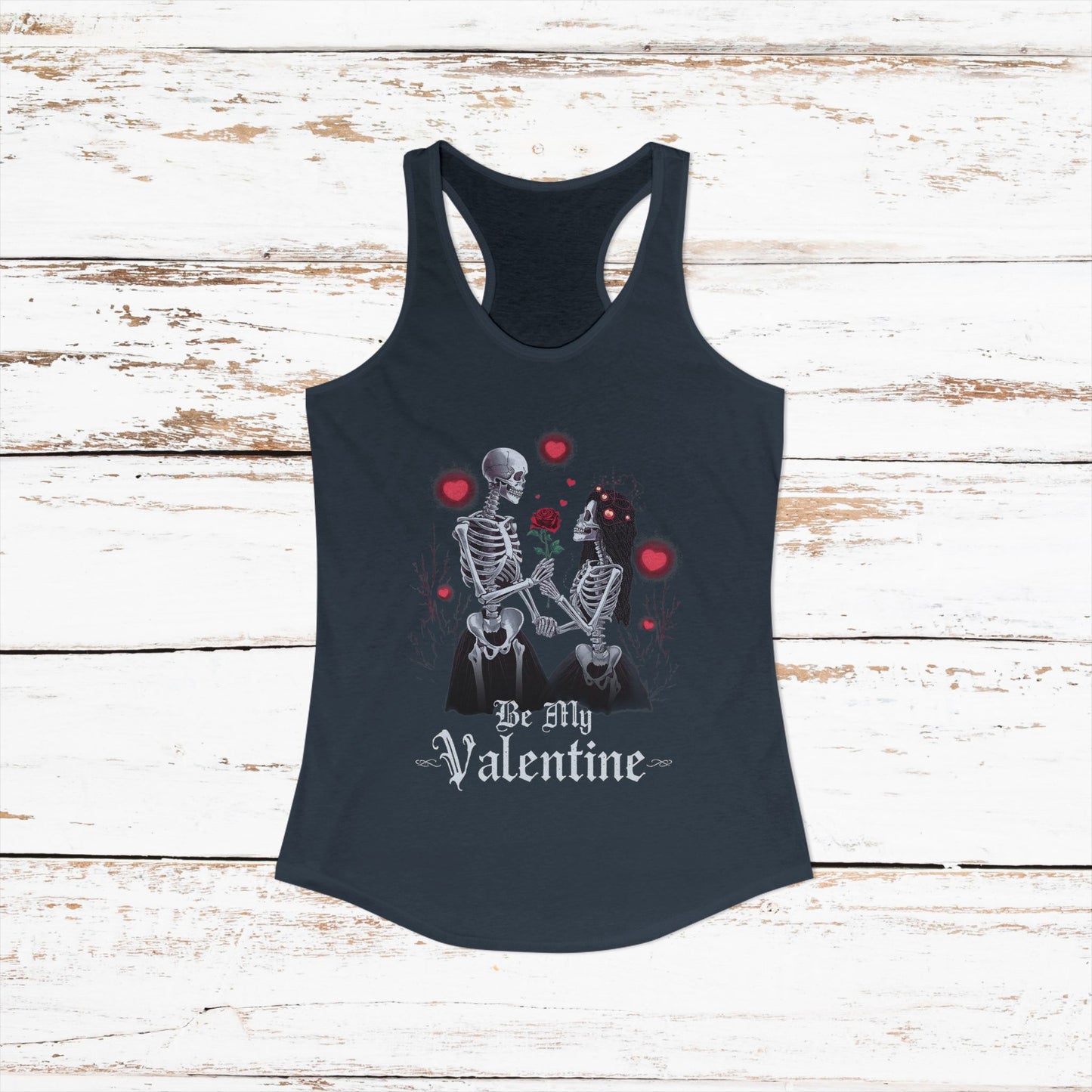 Cute Gothic Skeleton Romance Shirt — Women's Racerback Tank