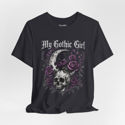 My Gothic Girl Skull Tee — Gothic Moon & Purple Roses T-Shirt