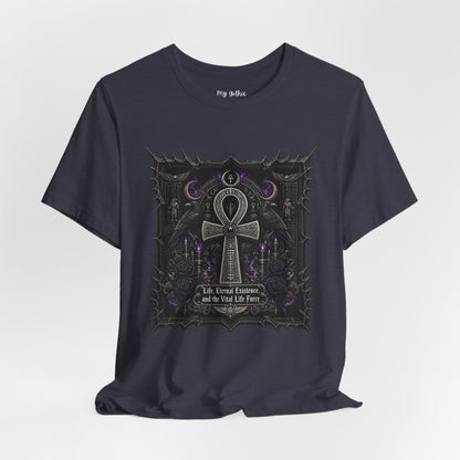 Ankh Gothic Tee — "Life, Eternal Existence and the Will to Fear" Black Graphic T-Shirt