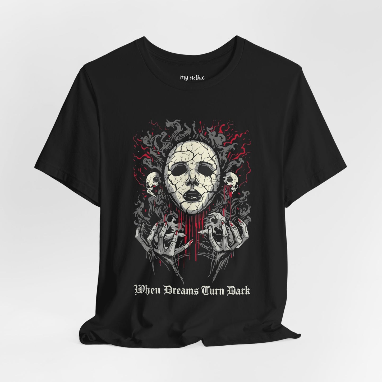"When Dreams Turn Dark" Gothic Art The Cracked Face T Shirt