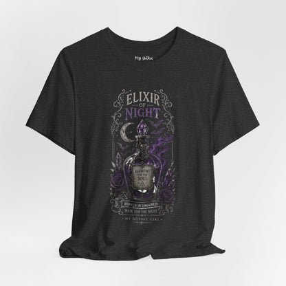 "Elixir of Night - Alchemy for the Soul" Gothic Design Short Sleeve T Shirt