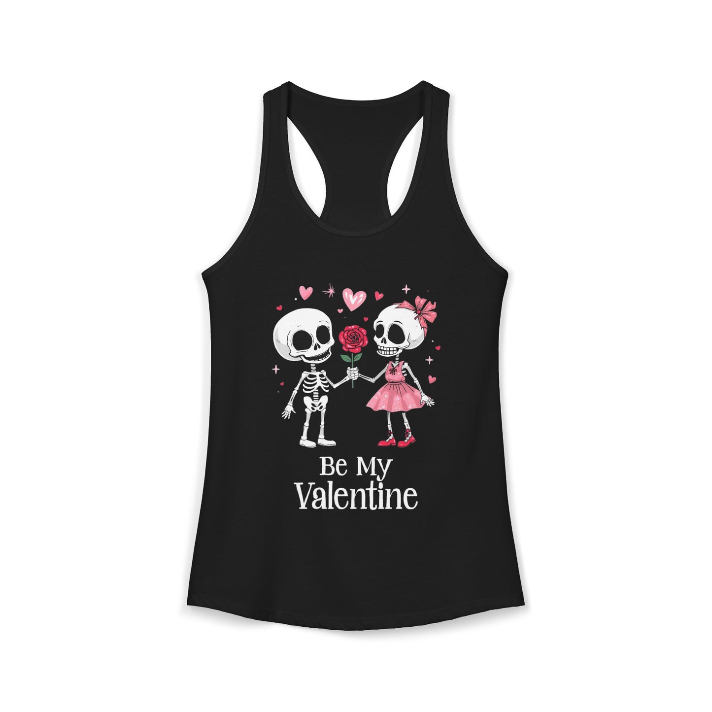 Cute Gothic Skeleton Romance Shirt — Women's Racerback Tank