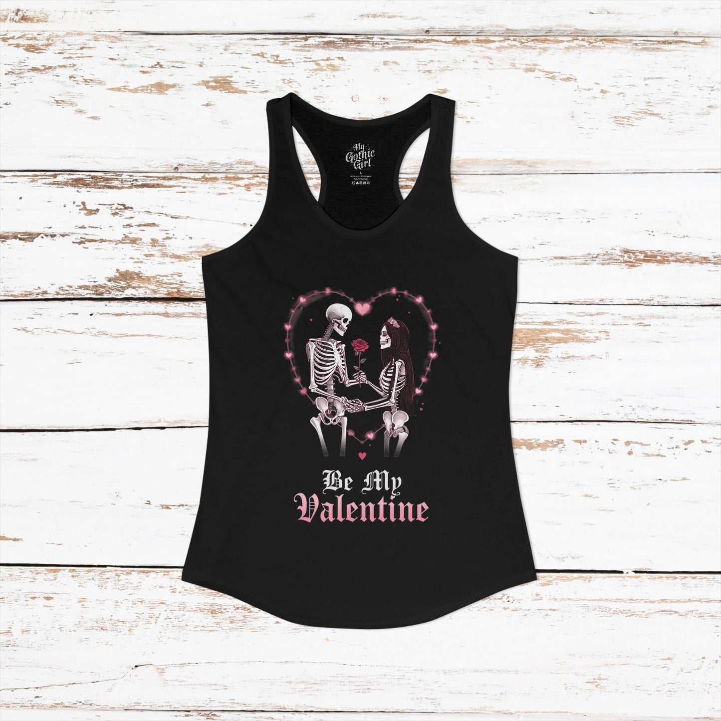 Cute Gothic Skeleton Romance Shirt — Women's Racerback Tank