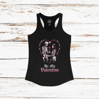 Cute Gothic Skeleton Romance Shirt — Women's Racerback Tank