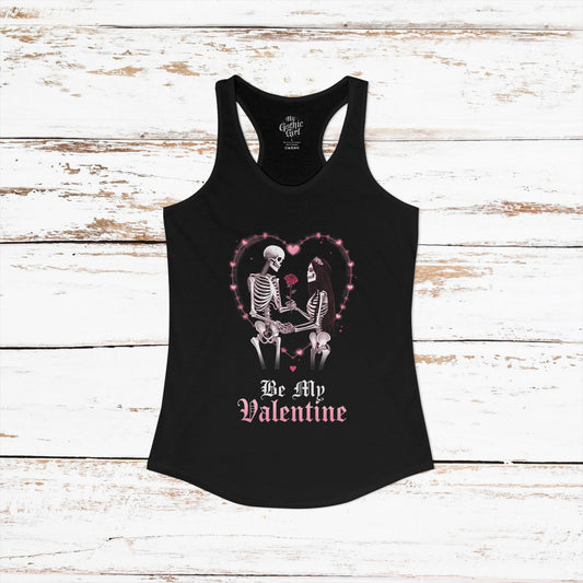 Cute Gothic Skeleton Romance Shirt — Women's Racerback Tank