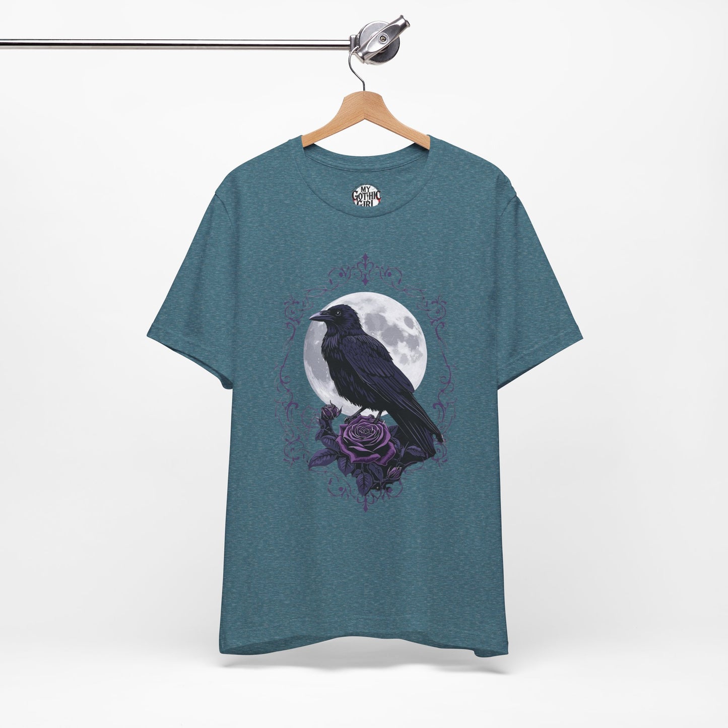 "The Raven and Moon"  Gothic Graphic T-Shirt – Alt Aesthetic Poetic Goth Street-wear