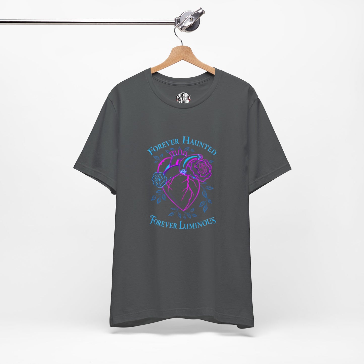 "FOREVER HAUNTED, FOREVER LUMINOUS"  Gothic Graphic T-Shirt – Alt Aesthetic Poetic Goth Streetwear