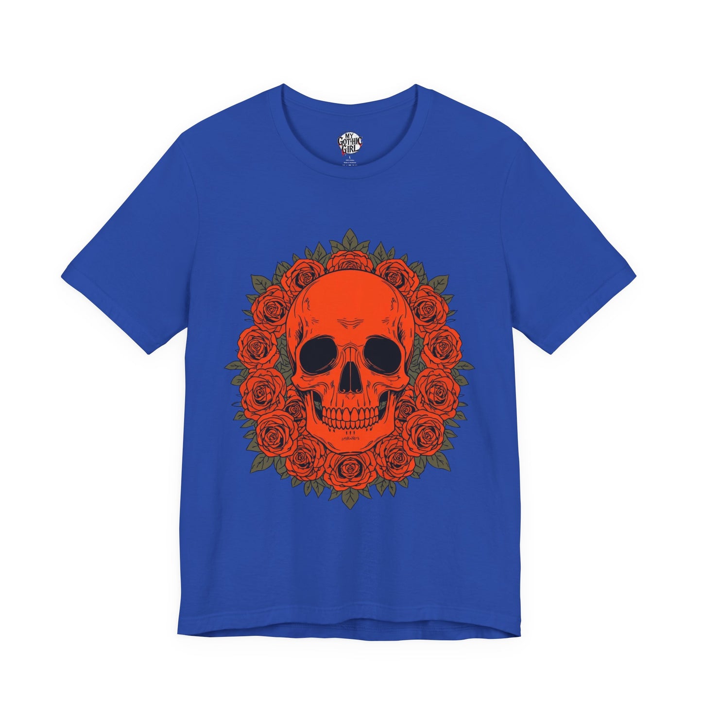 "ORANGE SKULL & ROSES"  Gothic Graphic T-Shirt – Alt Aesthetic Poetic Goth Streetwear