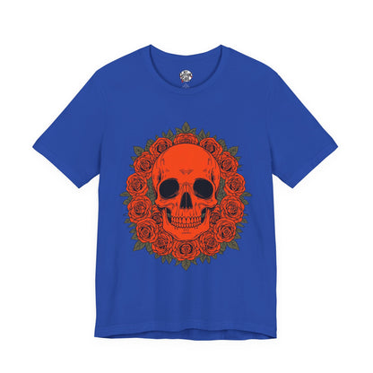 "ORANGE SKULL & ROSES"  Gothic Graphic T-Shirt – Alt Aesthetic Poetic Goth Streetwear
