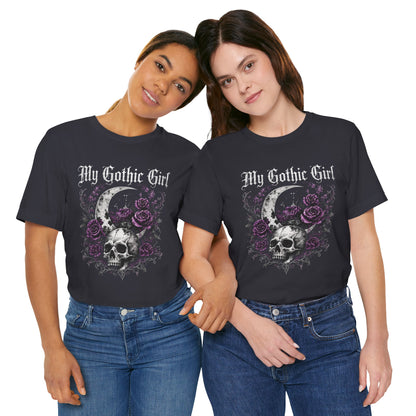 My Gothic Girl Skull Tee — Gothic Moon & Purple Roses T-Shirt