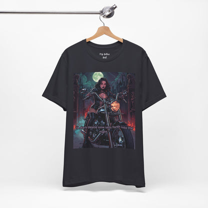 Dark Rider Motorcycle T-Shirt — "A dark desire now sets forth into the night" Gothic Tee