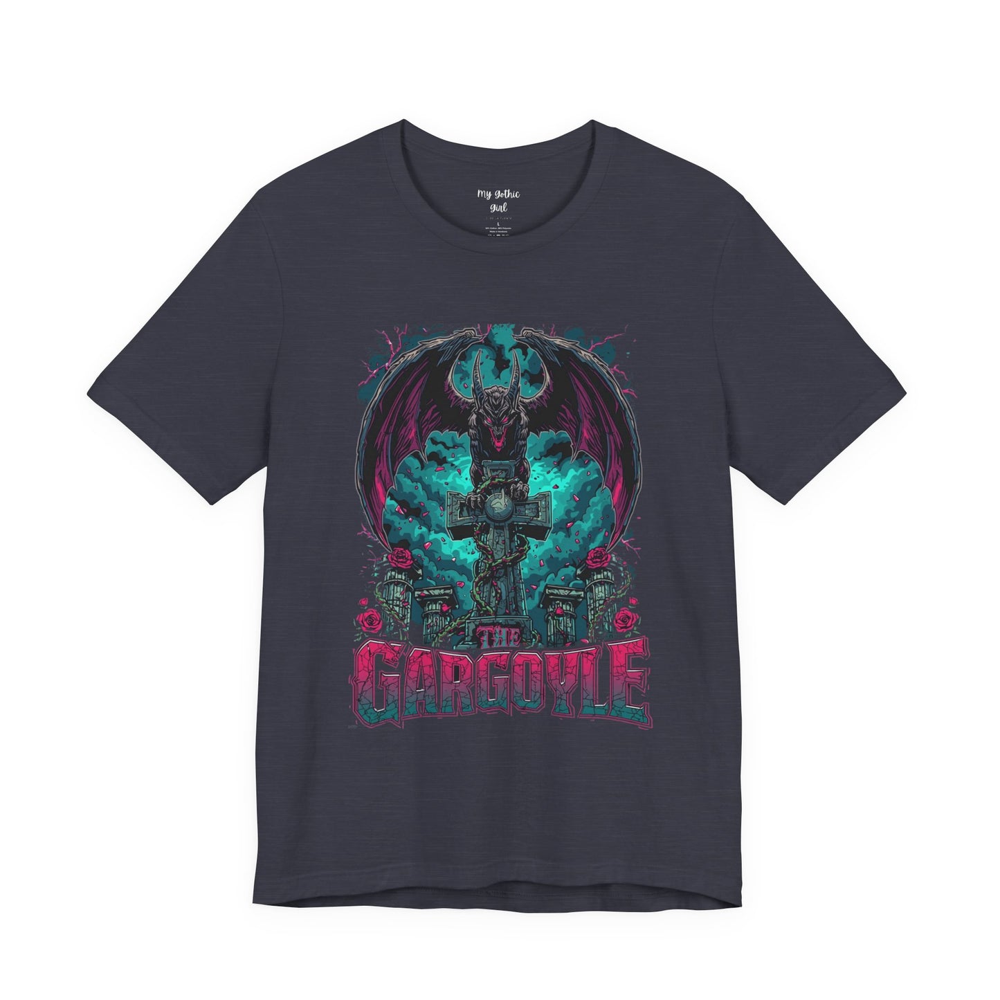 Gargoyle Graphic Tee — Dark Gothic Winged Statue Design