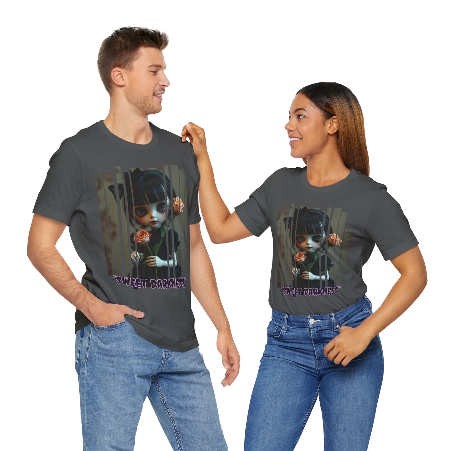 “Sweet Darkness” — Kawaii-style Gothic doll Graphic T-Shirt – Alt Aesthetic Poetic Goth Street-wear