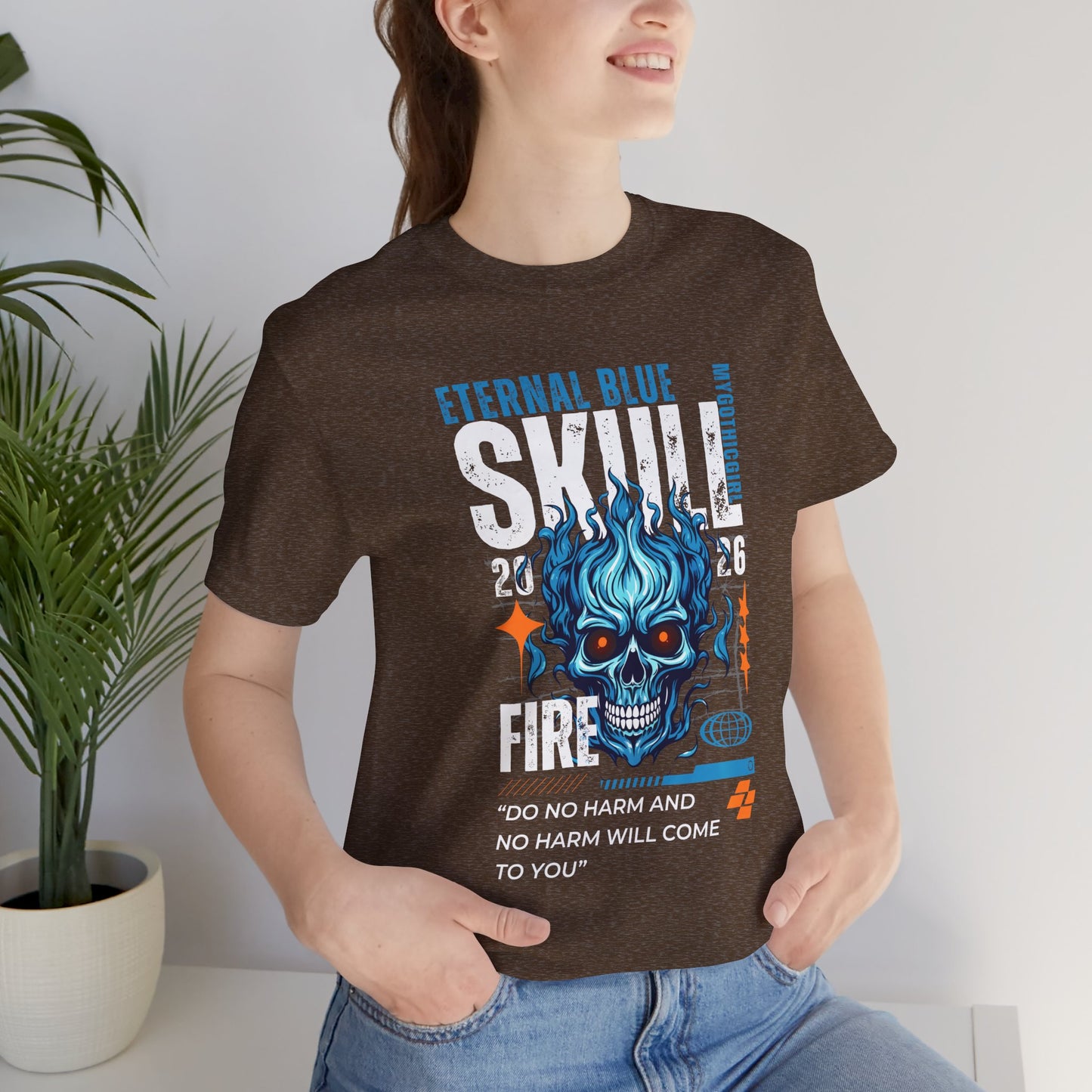 Eternal Blue Skull Flame Gothic Tee