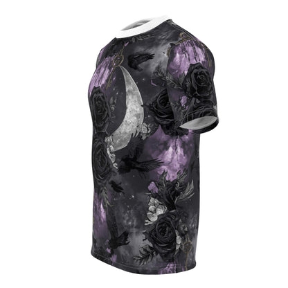 Gothic Moon & Roses Tee — Dark Floral Crescent Moon Keys All-Over Print