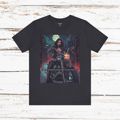 Dark Rider Motorcycle T-Shirt — "A dark desire now sets forth into the night" Gothic Tee