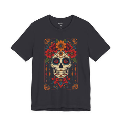 Day of the Dead Sugar Skull T-Shirt — Floral Calavera Graphic Tee