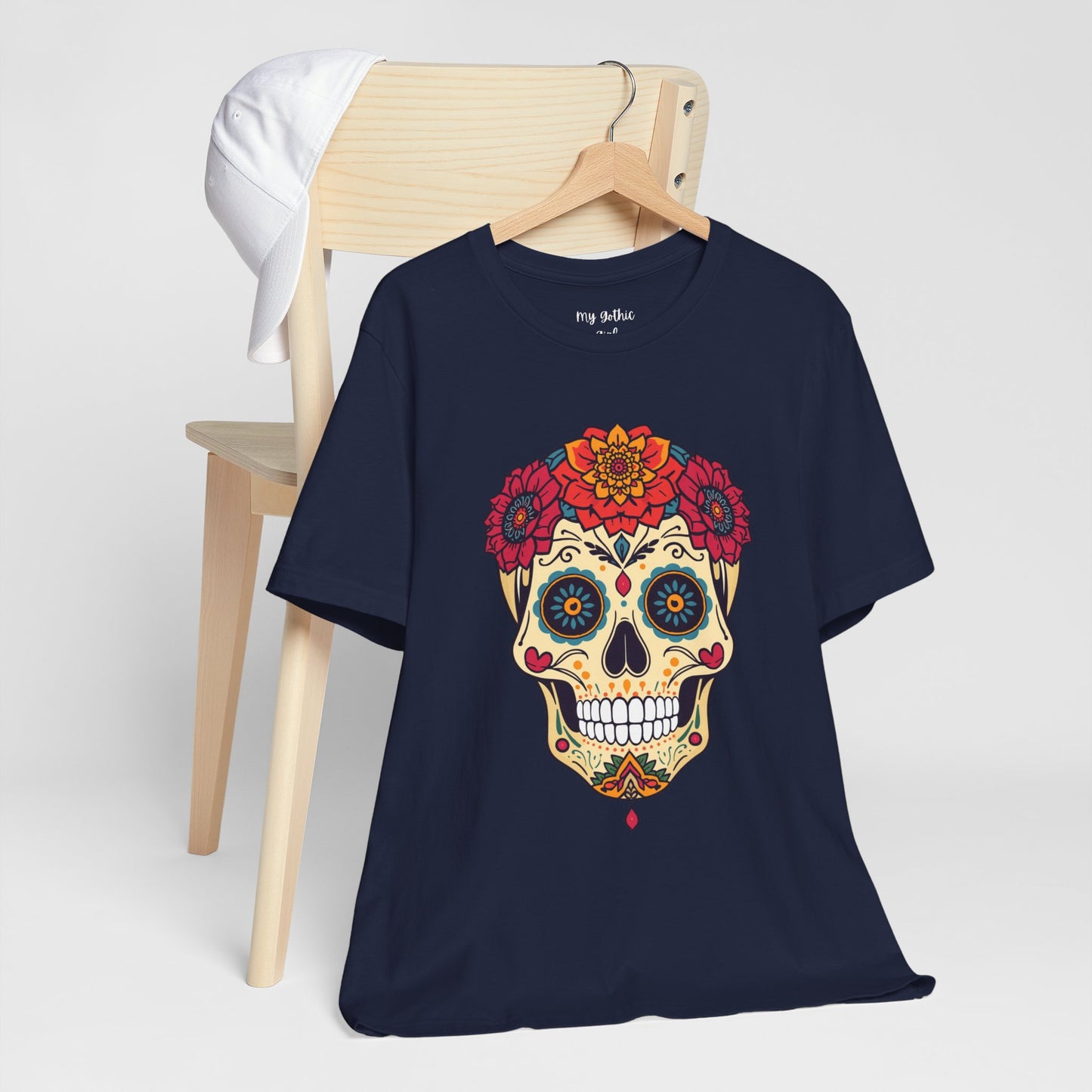 Day of the Dead Sugar Skull T‑Shirt — Floral Calavera Graphic Tee