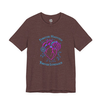 "FOREVER HAUNTED, FOREVER LUMINOUS"  Gothic Graphic T-Shirt – Alt Aesthetic Poetic Goth Streetwear