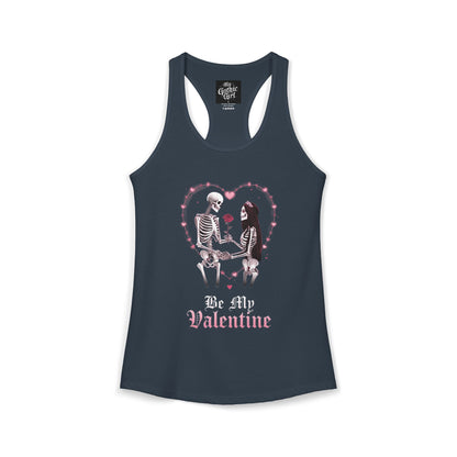 Cute Gothic Skeleton Romance Shirt — Women's Racerback Tank