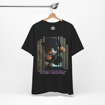 “Sweet Darkness” — Kawaii-style Gothic doll Graphic T-Shirt – Alt Aesthetic Poetic Goth Street-wear