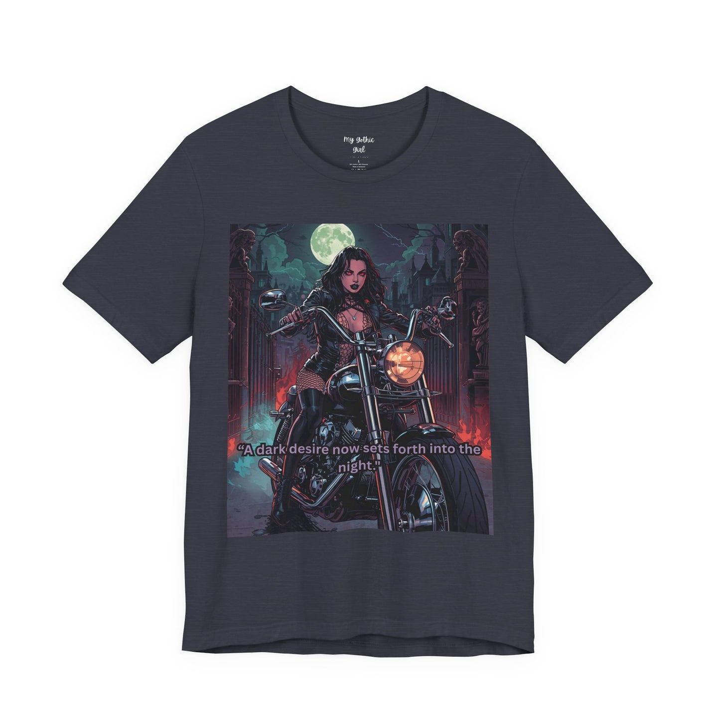 Dark Rider Motorcycle T-Shirt — "A dark desire now sets forth into the night" Gothic Tee