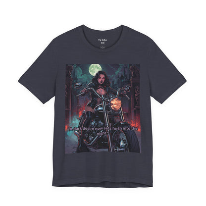 Dark Rider Motorcycle T-Shirt — "A dark desire now sets forth into the night" Gothic Tee