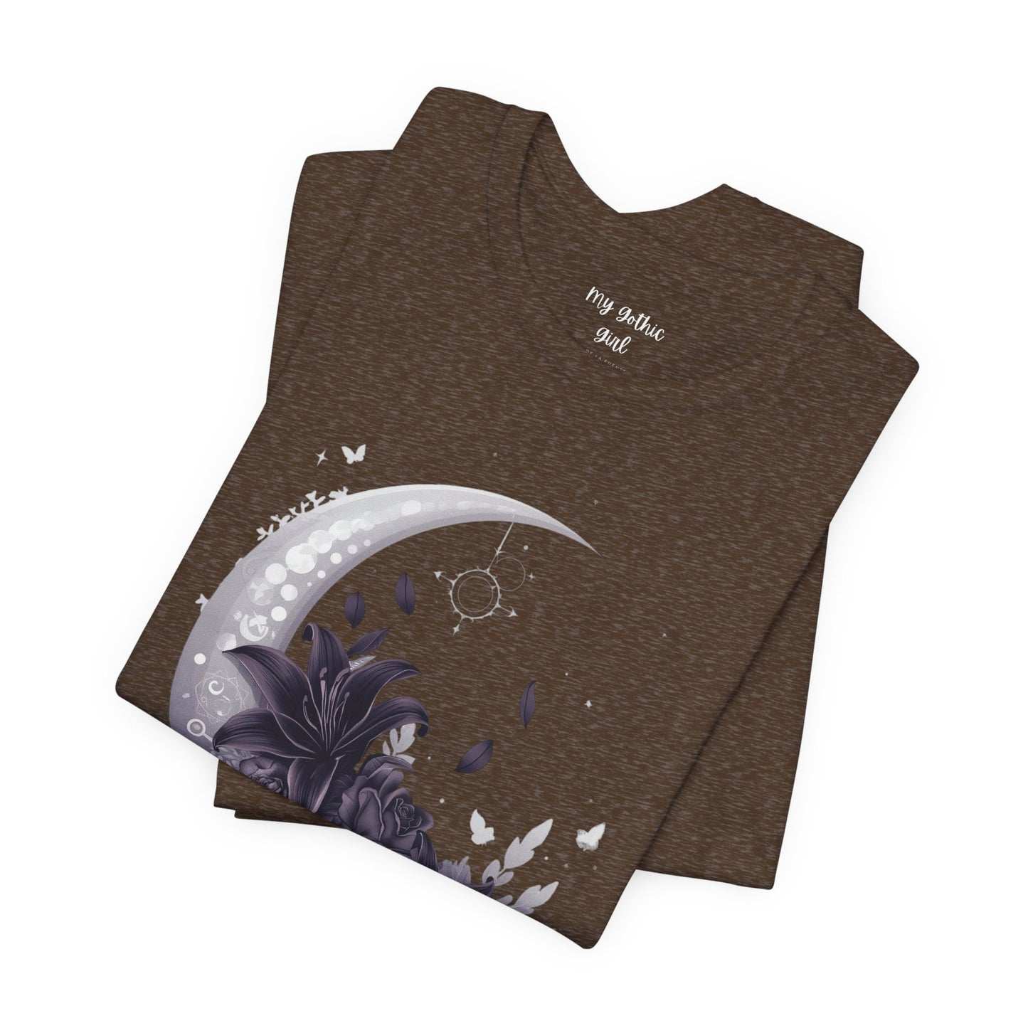“Moonlit Bouquet & Sacred Soft Goth Symbol” Moonlit Bouquet Unisex Tee - Soft Goth Symbol Floral Design