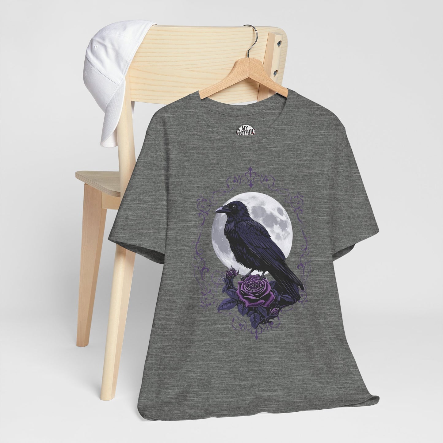 "The Raven and Moon"  Gothic Graphic T-Shirt – Alt Aesthetic Poetic Goth Street-wear