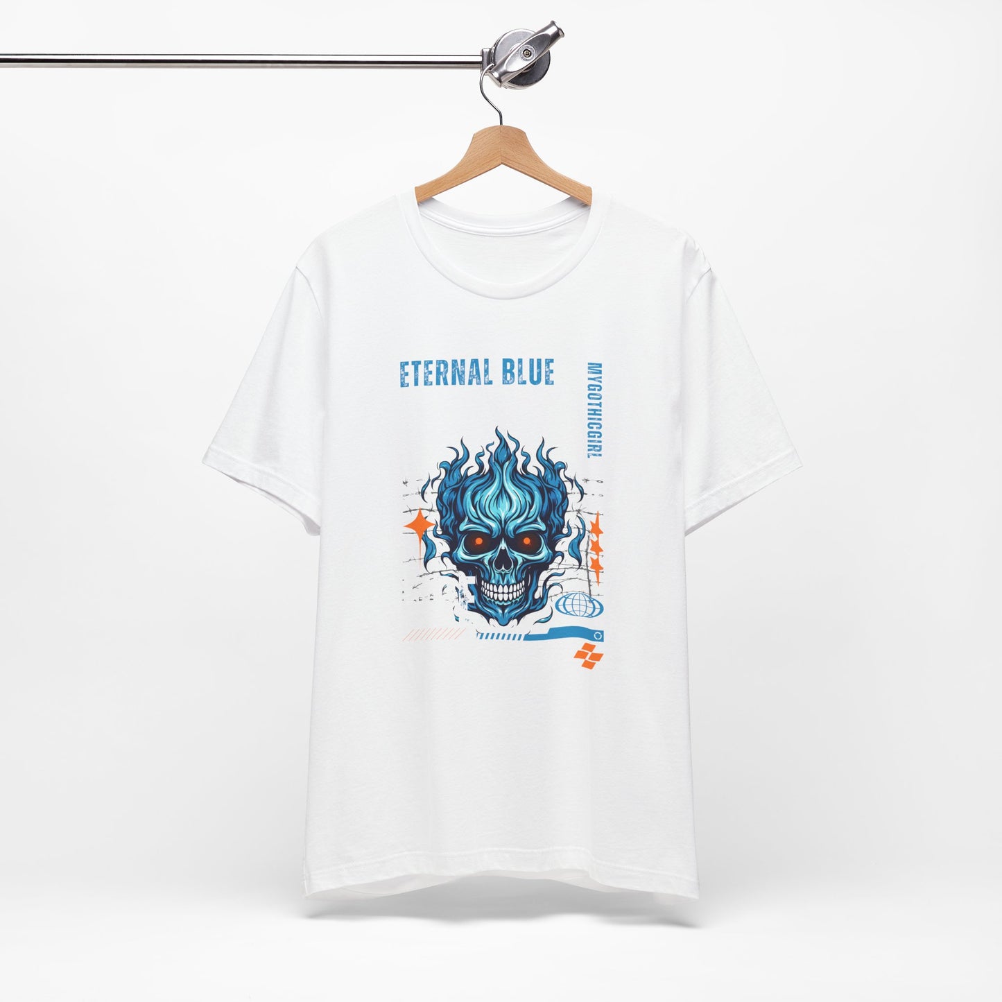 Eternal Blue Skull Flame Gothic Tee
