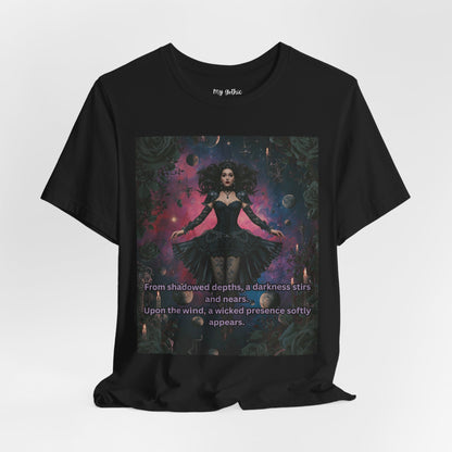 Gothic Sorceress Tee — "From shadowed depths..." Dark Fantasy Graphic T-Shirt