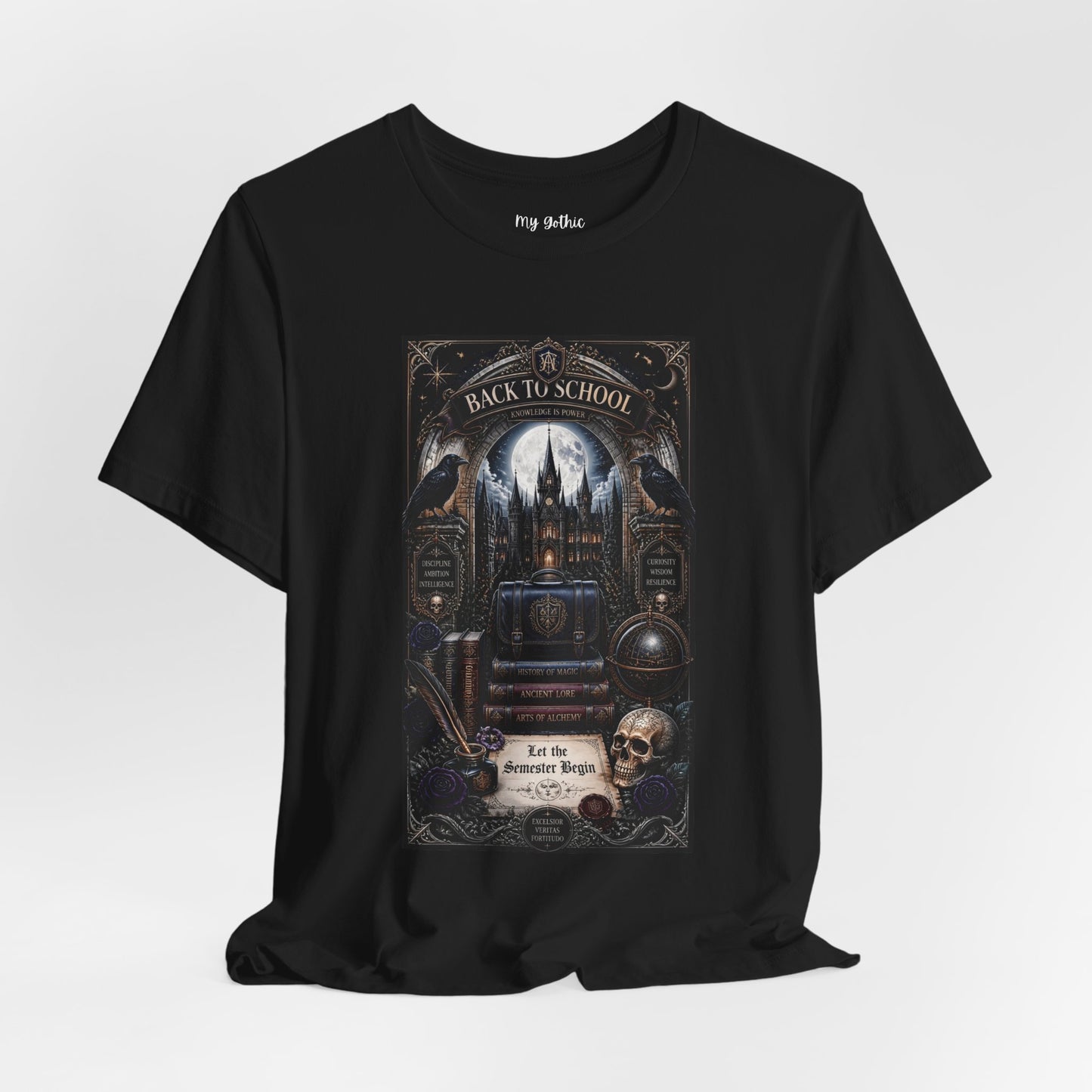 Back to School Gothic T-Shirt — Haunted Academy Illustration