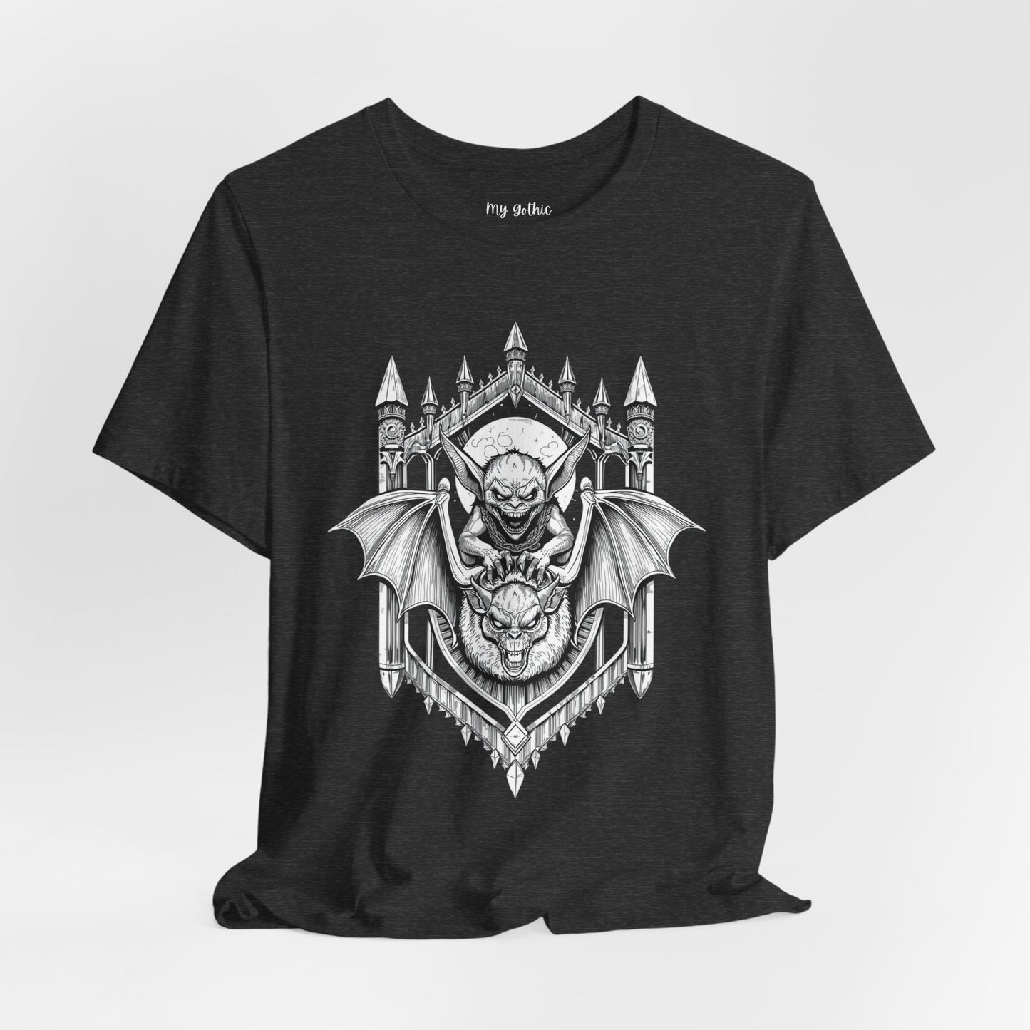 A Sinister Gremlin Riding on a Flying Bat - Graphic Tee