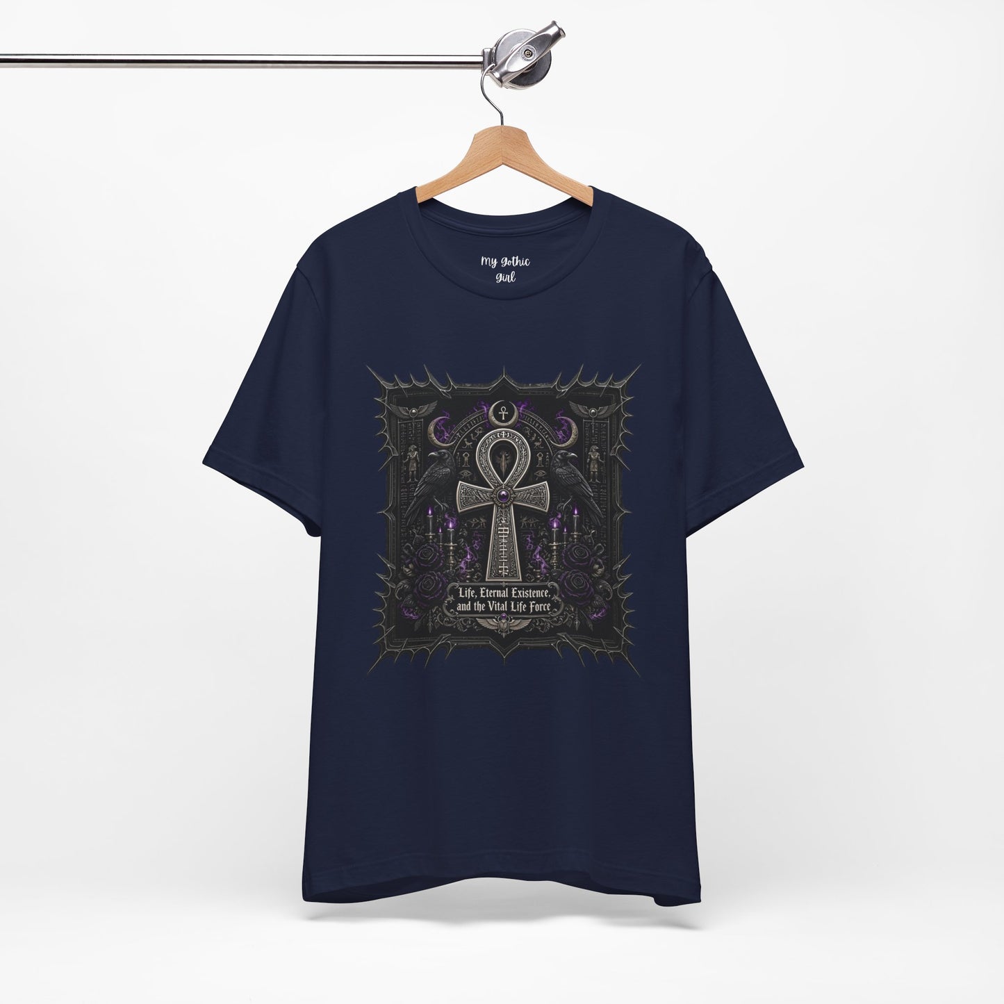 Ankh Gothic Tee — "Life, Eternal Existence and the Will to Fear" Black Graphic T-Shirt