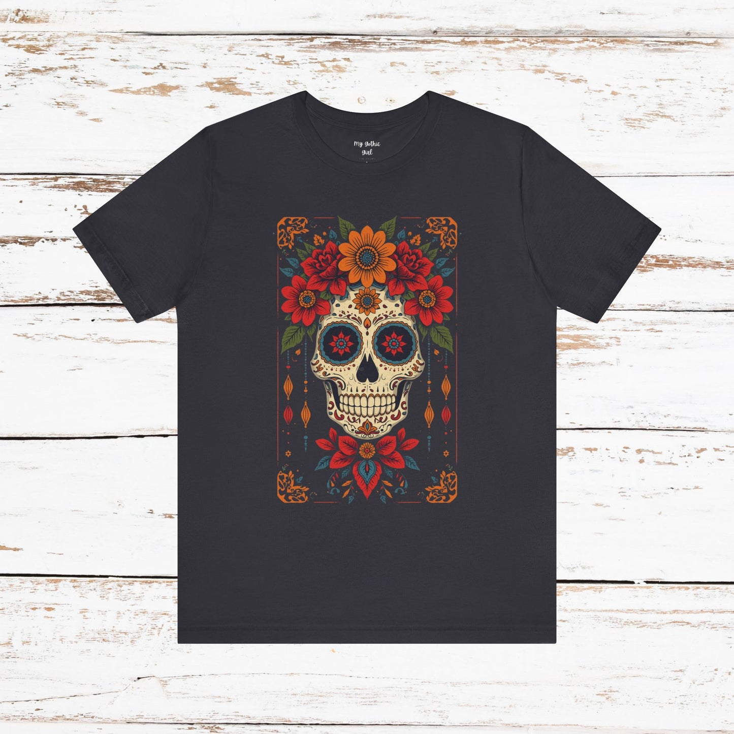Day of the Dead Sugar Skull T-Shirt — Floral Calavera Graphic Tee