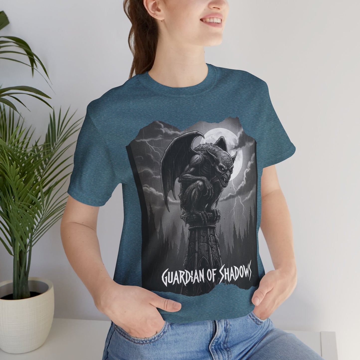 "Guardian of Shadows"  Gothic Graphic T-Shirt – Alt Aesthetic Poetic Goth Streetwear