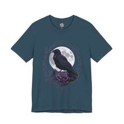 "The Raven and Moon"  Gothic Graphic T-Shirt – Alt Aesthetic Poetic Goth Street-wear