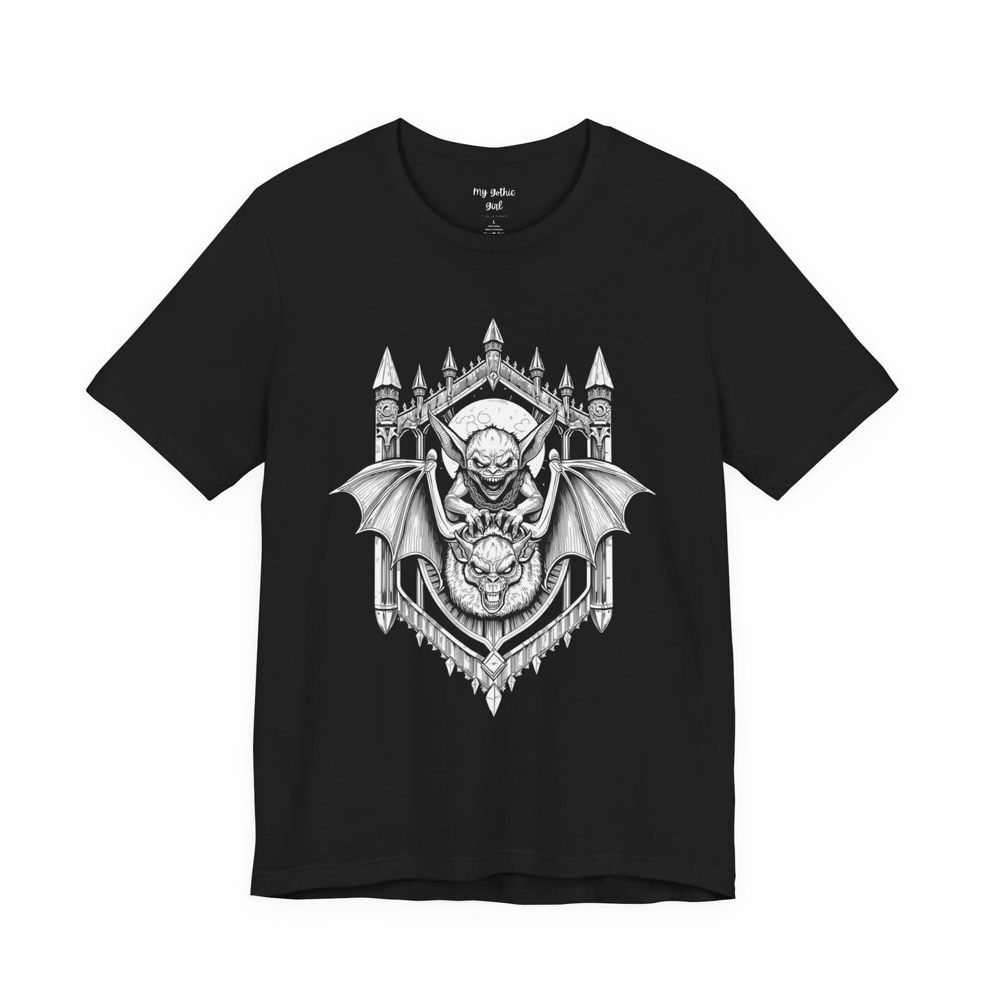 A Sinister Gremlin Riding on a Flying Bat - Graphic Tee