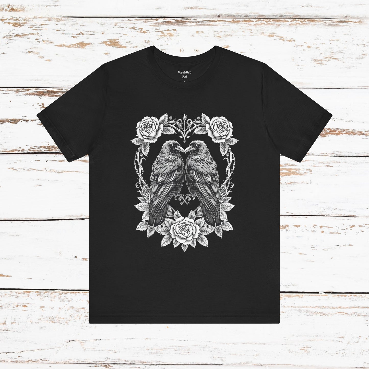 Raven Romance Tee — Gothic Floral Crow T-Shirt