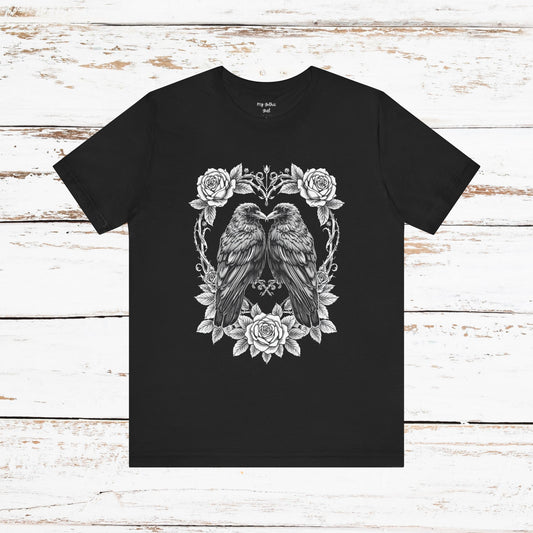 Raven Romance Tee — Gothic Floral Crow T-Shirt