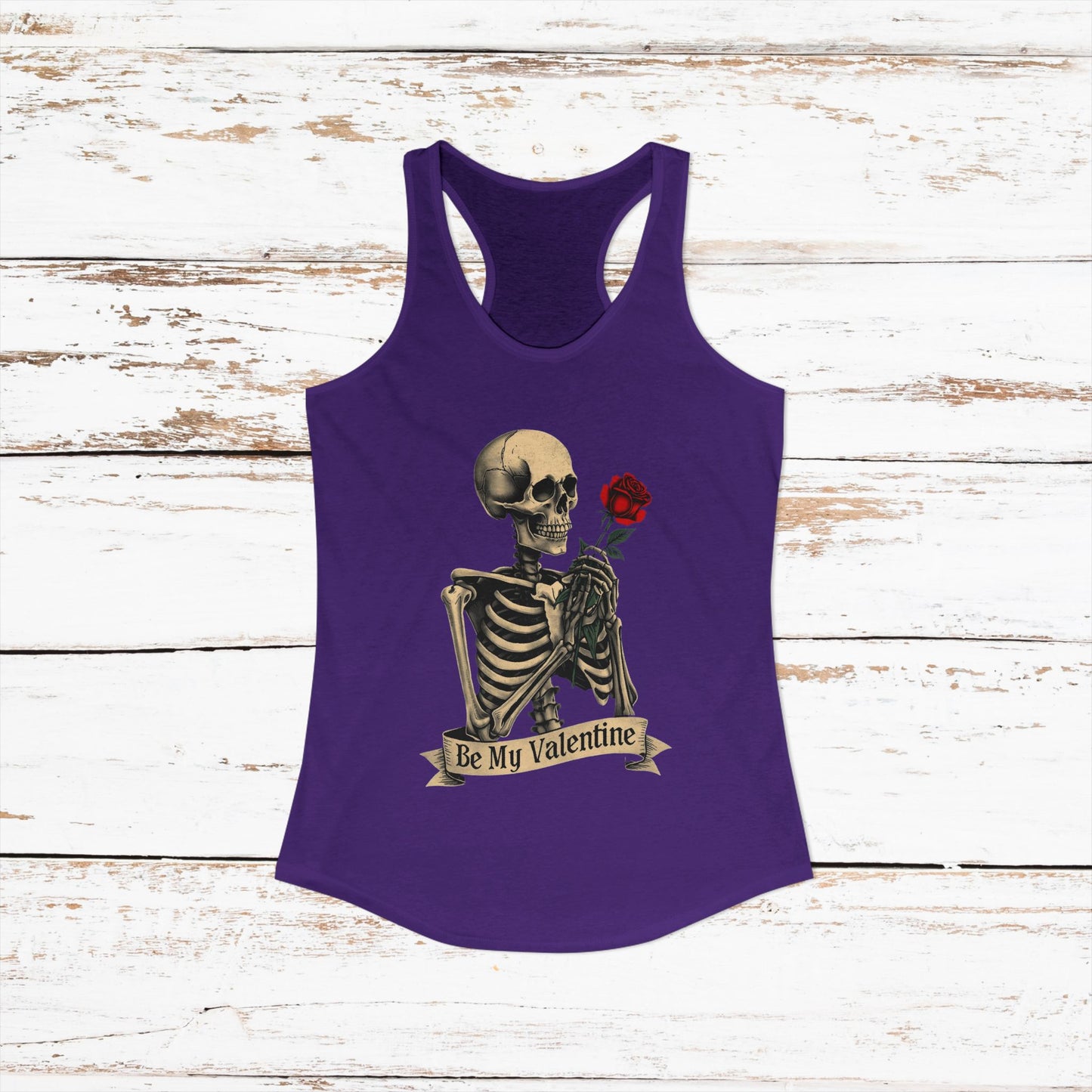 Be My Valentine Gothic Skeleton — Women's Racerback Tank Top