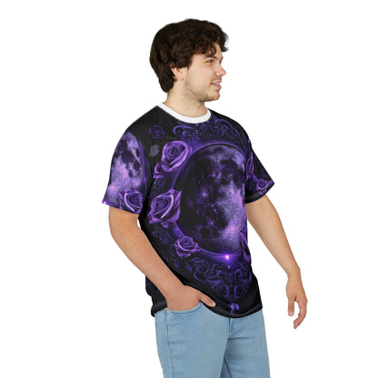 Purple Moon & Roses Tee — Gothic Floral Moonlight All-Over Print Shirt