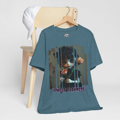 “Sweet Darkness” — Kawaii-style Gothic doll Graphic T-Shirt – Alt Aesthetic Poetic Goth Street-wear