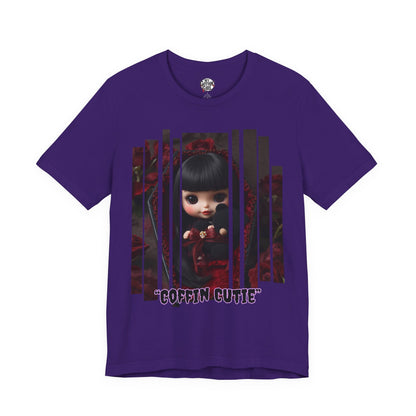“Coffin Cutie” — cute Gothic doll peeking out from a small coffin Graphic T-Shirt – Alt Aesthetic Poetic Goth Street-wear