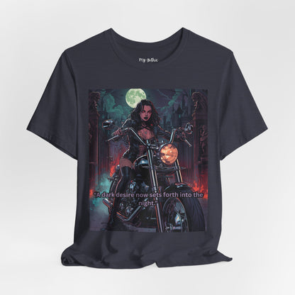 Dark Rider Motorcycle T-Shirt — "A dark desire now sets forth into the night" Gothic Tee